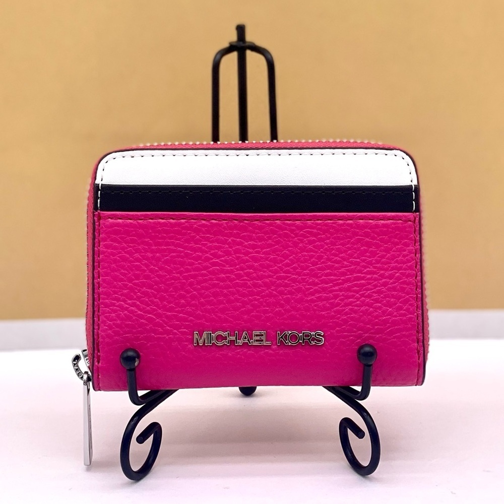 Michael Kors Jet Set Travel Card Case Zip Around Wallet Dragonfruit - Picture 3 of 12